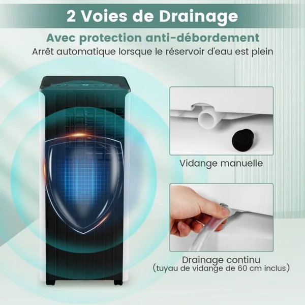 Climatiseur Mobile 4 en 1 avec Refroidissement Ventilateur Déshumidificateur et Mode Veille Télécommande Application Intelligente Minuterie 24h