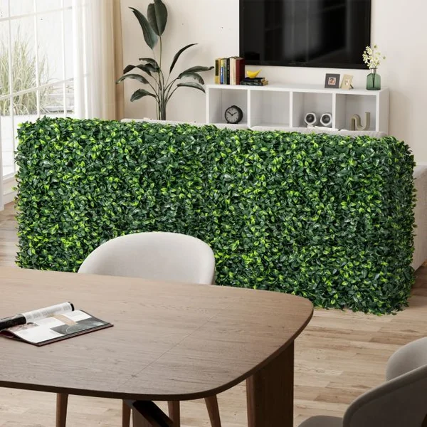Clôture en Feuillage Artificielle 92 x 38 x 86 cm avec Feuilles en PE Réalistes Mur Végétal en Buis Artificiel avec Tubes en Aluminium