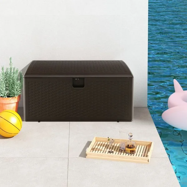 Coffre de Rangement Extérieure en HDPE 276 Boîte de Rangement avec Couvercle Verrouillable pour Ranger des Oreillers Outils Jouet Accessoires 114 x 54 x 56 cm