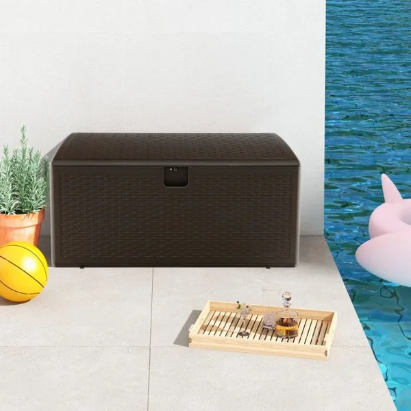 Coffre de Rangement Extérieure en HDPE 378L Boîte de Rangement avec Couvercle Verrouillable pour Ranger des Oreillers Outils Jouet Accessoires 127 x 56 x 64 cm