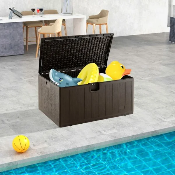 Coffre de Rangement Extérieure en HDPE 454 Grande Boîte de Rangement avec Couvercle Verrouillable 127 x 73 x 64 cm