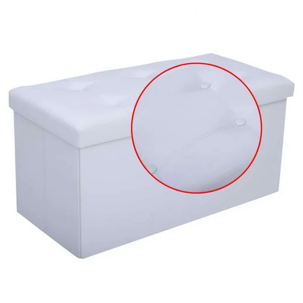Coffre de rangement pliable Banc de Rangement Pouf Grand stockage, Capacité de charge 200 kg, PVC, 76x38x38cm, Blanc