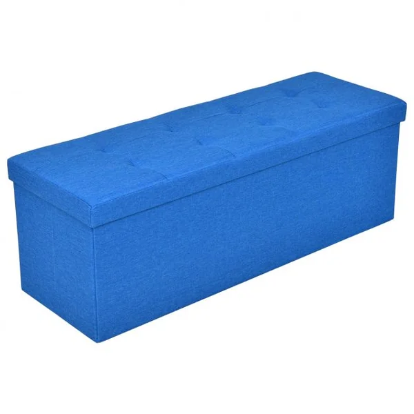 Coffre siège de rangement tabouret pouf banc pliable en couleur Bleu