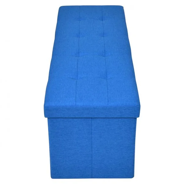 Coffre siège de rangement tabouret pouf banc pliable en couleur Bleu