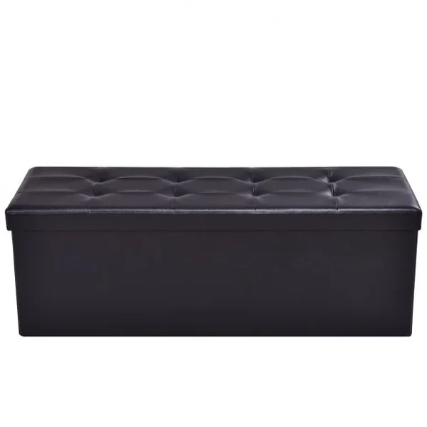 Coffre siège de rangement tabouret pouf banc pliable en couleur Noir