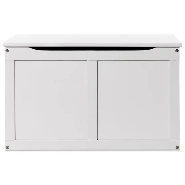 Coffre à Jouets pour Enfant Coffre de Rangement à Couvercle Rabattable en Bois + Peinture Ecologique 72x41x43cm Blanc