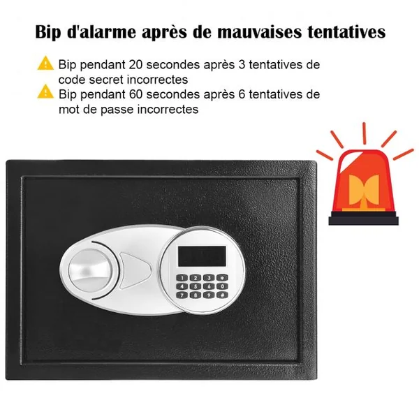 Coffre-fort de Sécurité à 2 Niveaux Coffre-fort d’Armoire avec Clavier Numérique 2 clés en Acier, 35x25x25cm Noir