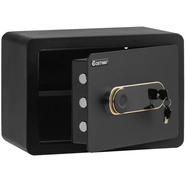 Coffre-Fort à Serrure Electronique LCD écran Tactile à 2 Niveaux avec 2 Clés Lumière LED Intérieure