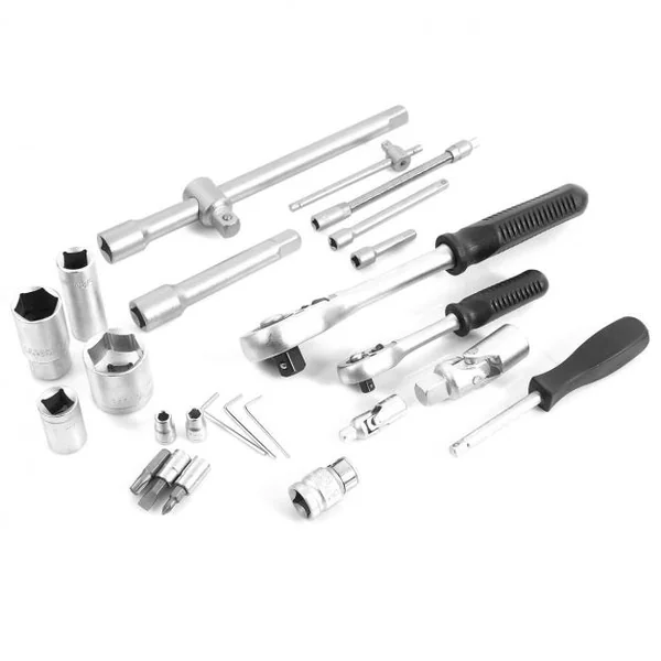 Coffret de 94 Pièces de Clés à Douilles Clé à Cliquet et Embouts 1/4" + 1/2" en Acier au Carbone, 40x19x5cm, Noir