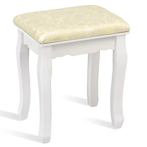 Coiffeuse avec Miroir Ovale et 5 Tiroirs Table de Maquillage avec Tabouret Confortable en Mdf & Pin 80x40x142cm Blanc