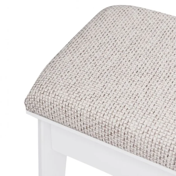 Coiffeuse avec miroir rond Table de maquillage avec tabouret 2 tiroirsA en MDF, 75 x 40 x 130 cm, Blanc