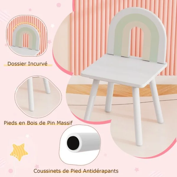 Coiffeuse et de Chaise pour Enfants Ensemble de Coiffeuse avec Miroir en Forme de Nuage Etagère Ouverte Tiroirs pour 3-7 Ans Blanc