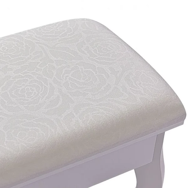 Coiffeuse et Tabouret Table de Maquillage avec Miroir Rabattable 2 Tiroirs et un Rangement pour Bijoux, Blanc