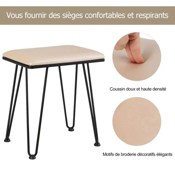 Coiffeuse Table de Maquillage avec 1 Miroir Tactile à LED Choix d’Eclairage 3 Couleurs de Style Industriel Brun Rustique