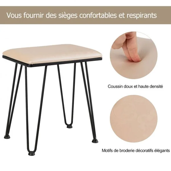 Coiffeuse Table de Maquillage avec 1 Miroir Tactile à LED Choix d’Eclairage 3 Couleurs de Style Industriel Marron