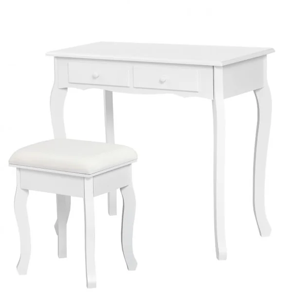 Coiffeuse Table de Maquillage avec 3 Miroirs Tournable et Tabouret 80x40x138cm