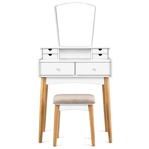 Coiffeuse Table de Maquillage avec Miroirs Tabouret et 6 Tiroirs 69 x 40 x 132 cm