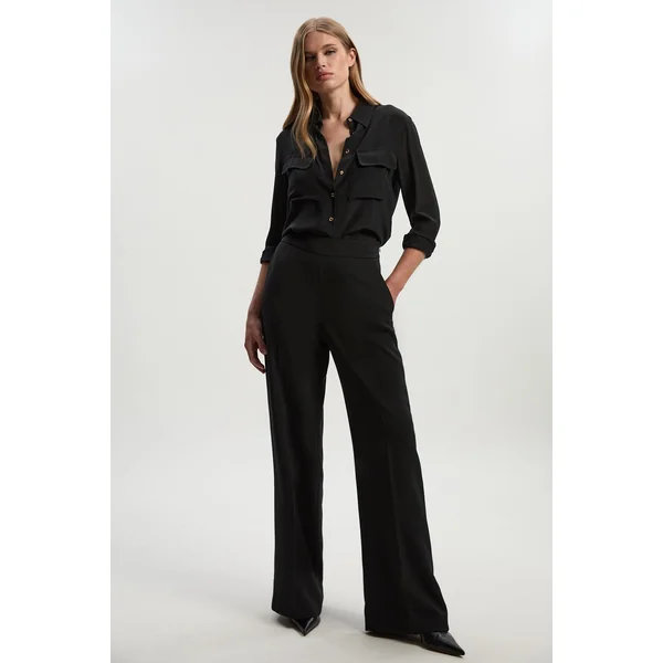 Collection Archive - Pantalon Petite en Satin Tailleur à Jambes Évasées