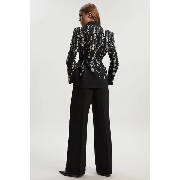 Collection Archive - Pantalon Petite en Satin Tailleur à Jambes Évasées
