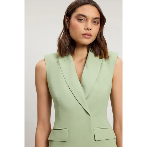 Combinaison Pantalon Large En Crêpe Tailleur À Pli Asymétrique Petite