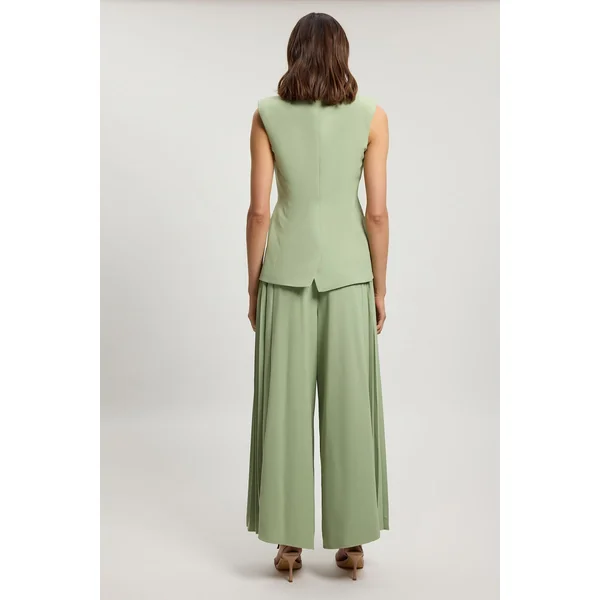 Combinaison Pantalon Large En Crêpe Tailleur À Pli Asymétrique Petite