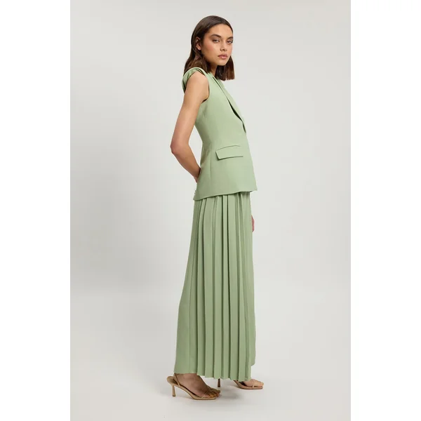 Combinaison Pantalon Large En Crêpe Tailleur À Pli Asymétrique Petite