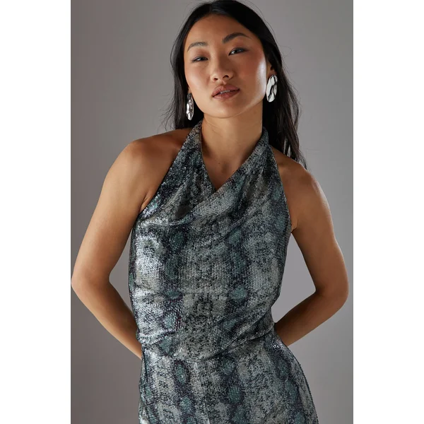 Combinaison Petite à Sequins synthétique Col Bénitier Taille Basse