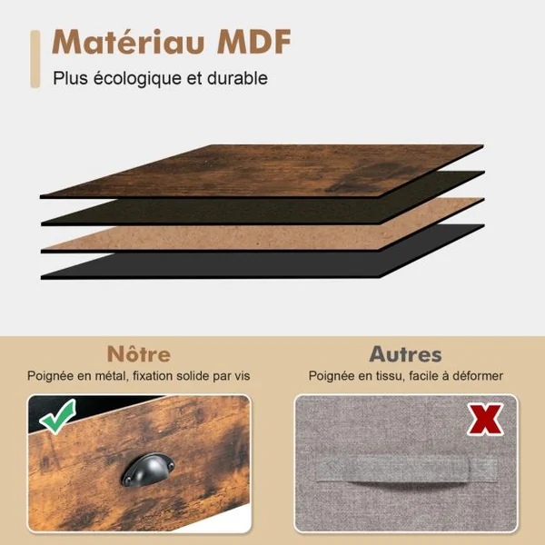 Commode à 6 Tiroirs avec 6 Tiroirs en Tissu Amovibles et Pliables pour Entrée de Chambre à Coucher de Salon