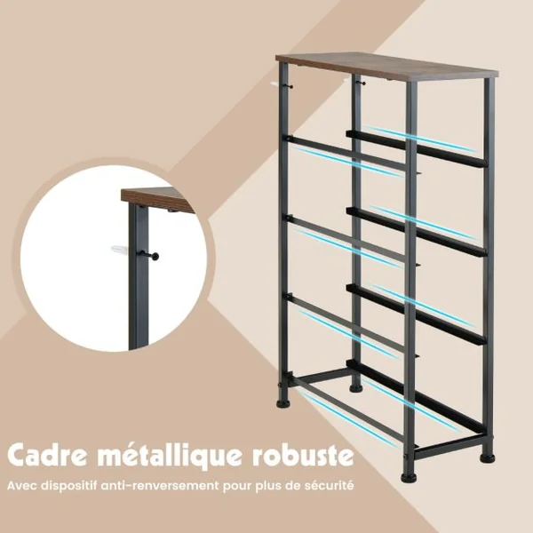 Commode Étroite avec 4 Tiroirs en Tissu Petit Meuble 20 CM de Largeur avec Cadre en Métal Meuble Tiroir Rangement
