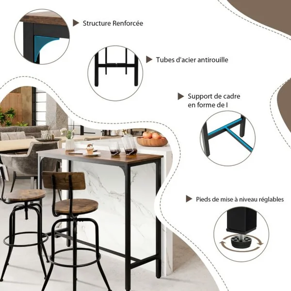 Console Table d'Entrée Style Moderne 120 x 40 x 101 cm (L x l x H) Cadre en Acier Brun