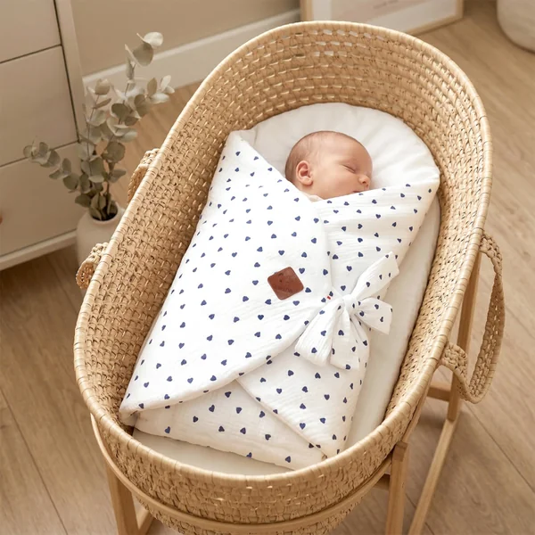 Convertible swaddle sleep bag in cotton muslin Lovio
