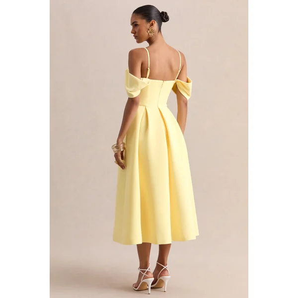 Cosima | Robe mi-longue Bardot Citron