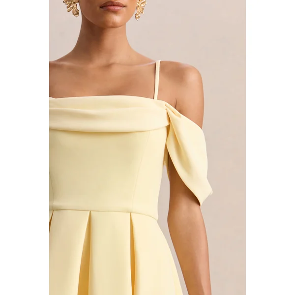 Cosima | Robe mi-longue Bardot Citron