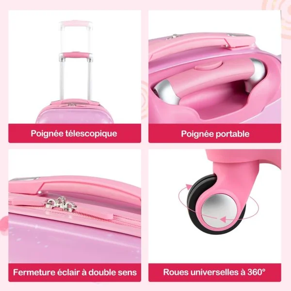 Cosyway Lot de 2 Valise Cabine Enfant 18”+ Sac à Dos 12,5” Bagages Enfant pour Garçons Filles avec Poignée Rétractable 88-100cm Motif Licorne