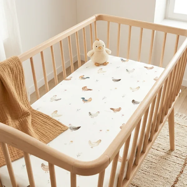 Cotton satin cradle fitted sheet, Gallina