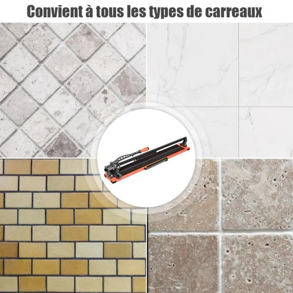 Coupe Carrelage Manuel Longueur de Coupe 910mm Découpeuse en Céramique Épaisseur de Coupe 14mm Angle Réglable 0°-60°