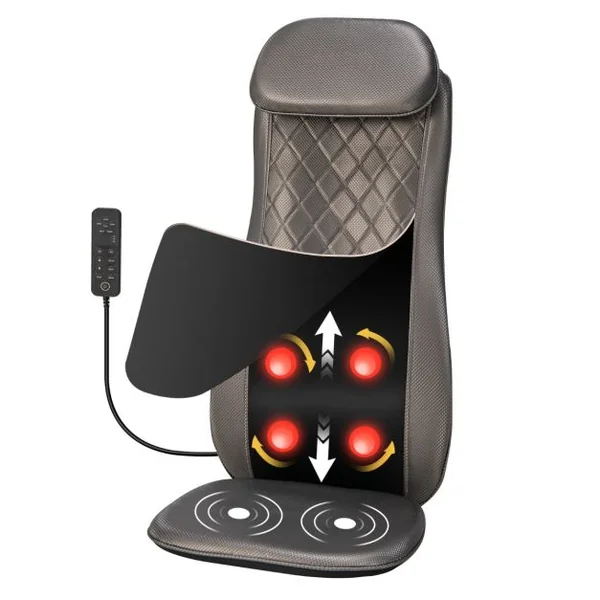Coussin de Chaise de Massage Massage du Dos par Vibrations Thermiques avec Rabat Arrière Amovible pour Oreiller Cervical Noir