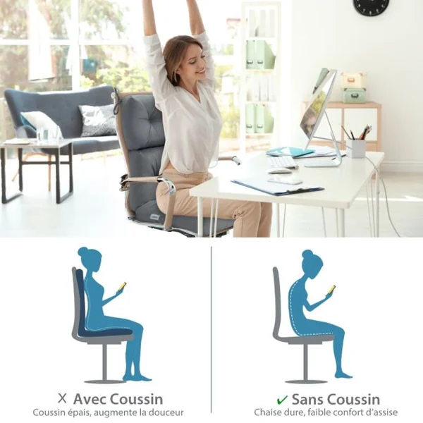 Coussin de Chaise à Dossier Haut, Coussin de Siège de Chaise de Patio, Sangles en Corde Antidérapantes, Protection Solaire, Eponge Epaisse, en Polyester Respirant, pour Intérieur Extérieur
