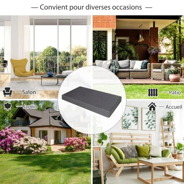 Coussin de Palette avec Fermeture Eclair 120 x 60 x 15CM en Eponge avec Housse Imperméable