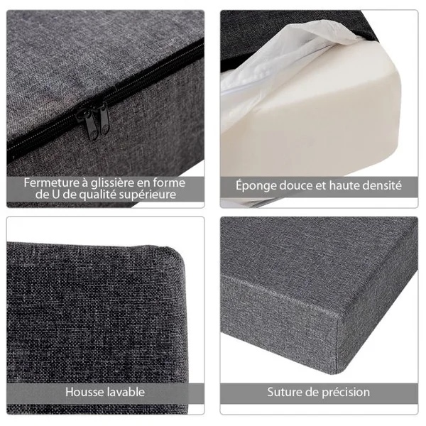 Coussin de Palette avec Fermeture Eclair 120 x 60 x 15CM en Eponge avec Housse Imperméable