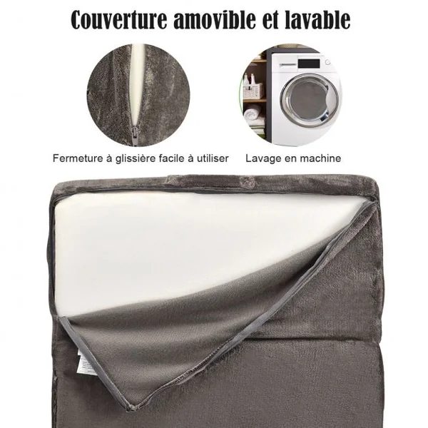 Coussin Triangulaire Inclinable 7 en 1 Oreiller Multifonction en Mousse à Mémoire de Forme+flanelle 58x33x52cm Gris