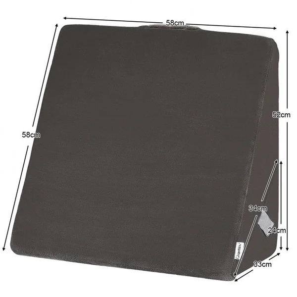 Coussin Triangulaire Inclinable 7 en 1 Oreiller Multifonction en Mousse à Mémoire de Forme+flanelle 58x33x52cm Gris