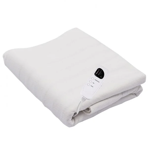 Couverture chauffante électrique 60W 5 niveaux de température lavable 30°C télécommande Surmatelas 180 x 75cm Blanc