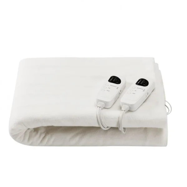 Couverture Chauffante Électrique Chauffe Matelas Température Réglable à 5 Niveaux Lavable Minuterie, 193x137cm, Blanc