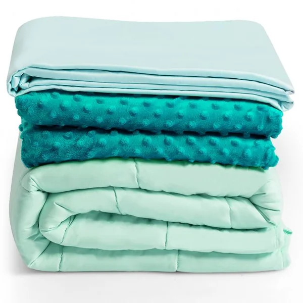 Couverture Lestée 6,82KG 203x152cm avec 2 Housses de Couette Amovibles Vert