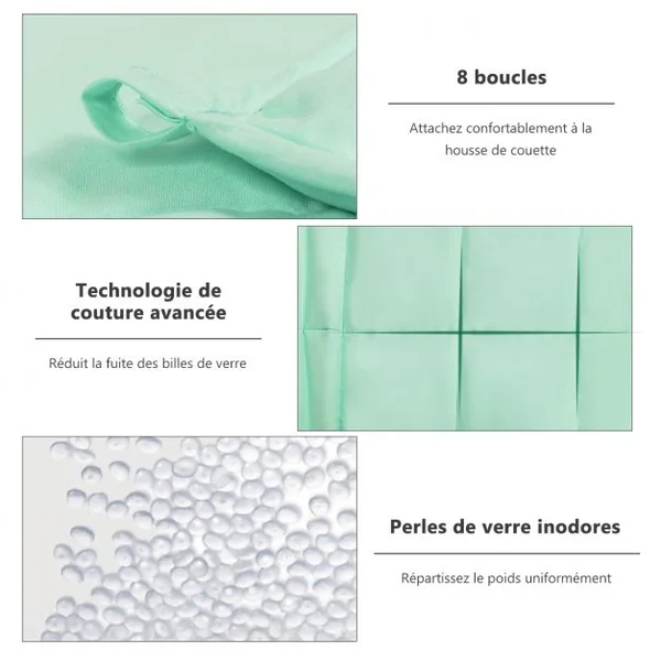 Couverture Lestée 9,1KG 203x152cm avec 2 Housses de Couette Amovibles Vert