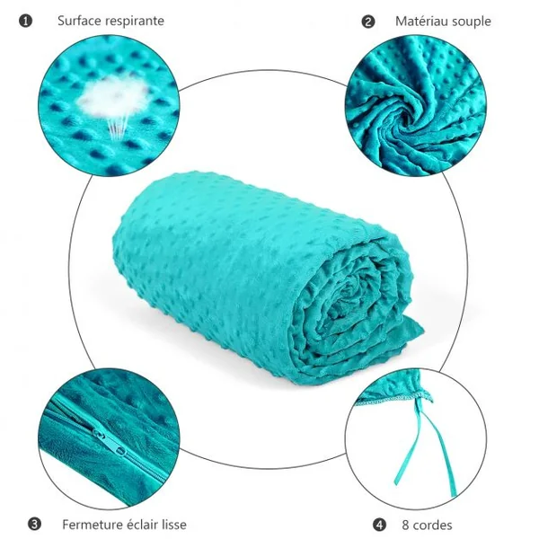 Couverture Lestée 9,1KG 203x152cm avec 2 Housses de Couette Amovibles Vert