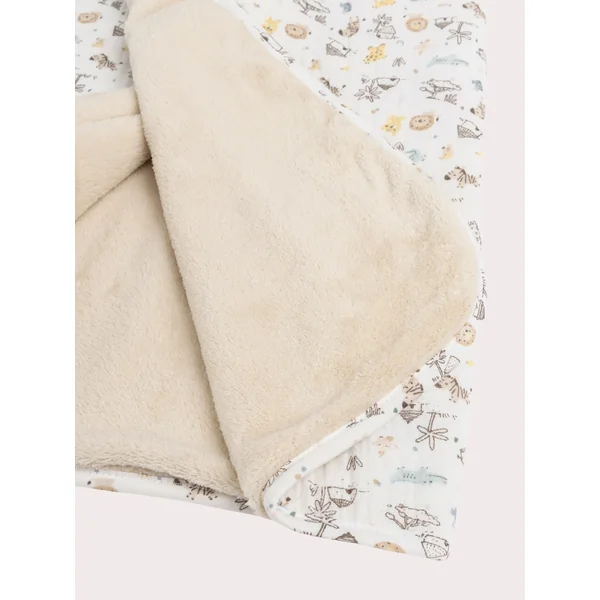 Couverture naissance écrue imprimée savane - Soins Bébé Naturels & Produits Maman Après Naissance