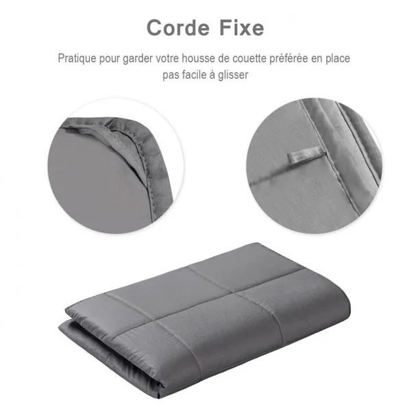Couverture Pondérée 3 kg Anti-stress pour Adultes et Enfants Coton Perles de Verre Polyester, 104x152,4cm, Gris