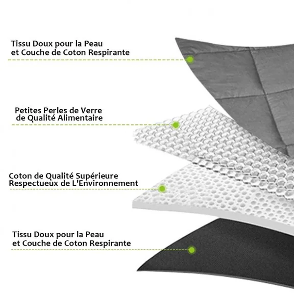 Couverture Pondérée Couverture de Légère à Lourde Soulage le Stress 100% Coton Respirant 9 kg, 152 x 203 cm, Grise